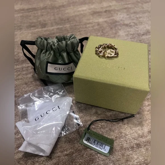 Gucci Interlocking Gourmette Chain Ring 7.5 authentic with proof of purchase